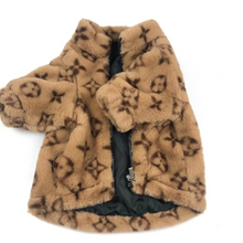 Load image into Gallery viewer, LV Faux Fur Coat in Brown, Cream and Pink