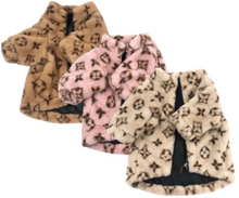 Load image into Gallery viewer, LV Faux Fur Coat in Brown, Cream and Pink