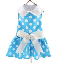 Load image into Gallery viewer, Blue Polka Dot Dress with Leash & D-Ring