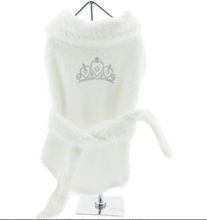 Load image into Gallery viewer, White Silver Tiara Bathrobe 100% Soft Combed Cotton Terrycloth