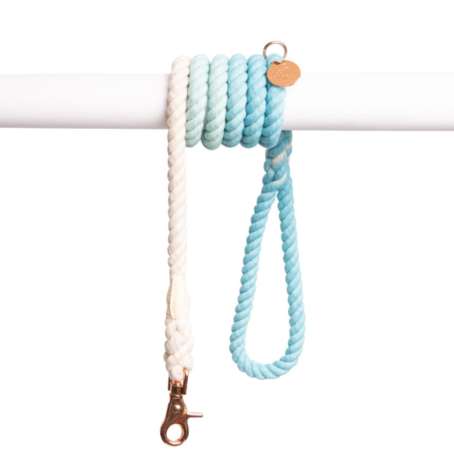 Natural & Sustainable Rope Leash- Aqua Ombre