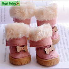 Load image into Gallery viewer, Faux Shearling Suede Snow Boots with Bone Applique