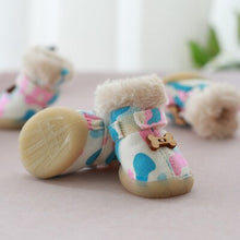Load image into Gallery viewer, Faux Shearling Suede Snow Boots with Bone Applique