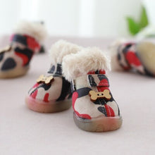 Load image into Gallery viewer, Faux Shearling Suede Snow Boots with Bone Applique
