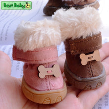 Load image into Gallery viewer, Faux Shearling Suede Snow Boots with Bone Applique