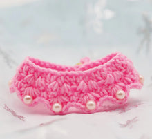 Load image into Gallery viewer, Woolen Cat Collar Sweet Pink Crochet Floral Dog Necklace Colorful Pet Bandana Manual Kitten Scarf for Small Dogs Cat Accessories
