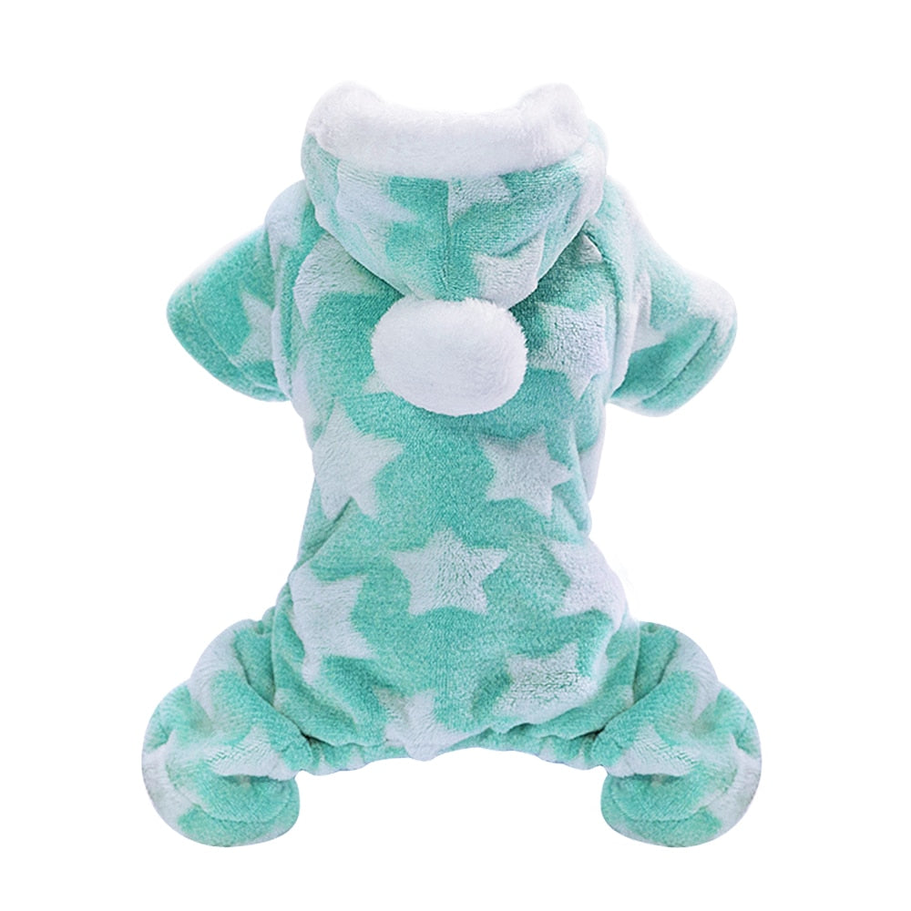 Star Fleece Hooded Onesie - Teal