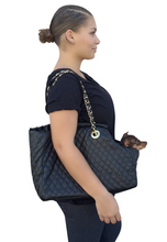 Load image into Gallery viewer, Kate Carrier in Quilted Black Vegan Leather with Chain Straps
