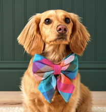 Load image into Gallery viewer, Color Pop Plaid Flannel Lady Dog Bow
