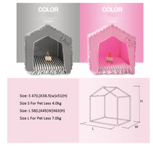 Load image into Gallery viewer, Ruffle + Bow Pet Bed House -Gray or Pink
