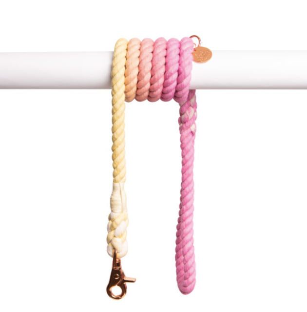 Natural & Sustainable Rope Leash- Sunset Pink