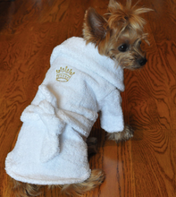 Load image into Gallery viewer, White Gold Crown Bathrobe 100% Combed Cotton Terrycloth
