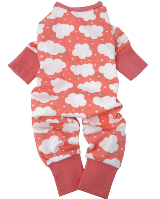 CuddlePup Dog Pajamas - Fluffy Clouds - Coral