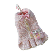 Load image into Gallery viewer, Handmade Pink Tweed Dress with Pearls + Purse

