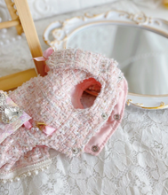 Load image into Gallery viewer, Handmade Pink Tweed Dress with Pearls + Purse
