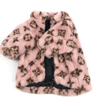 Load image into Gallery viewer, Designer LV Faux Fur Coat - Pink, Beige, Brown
