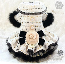 Load image into Gallery viewer, Designer Tweed Dress with Rose + Pearls
