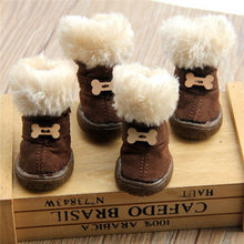 Load image into Gallery viewer, Faux Shearling Suede Snow Boots with Bone Applique
