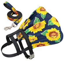Load image into Gallery viewer, Floral Harness Dress + Leash Set - Navy Sunflower
