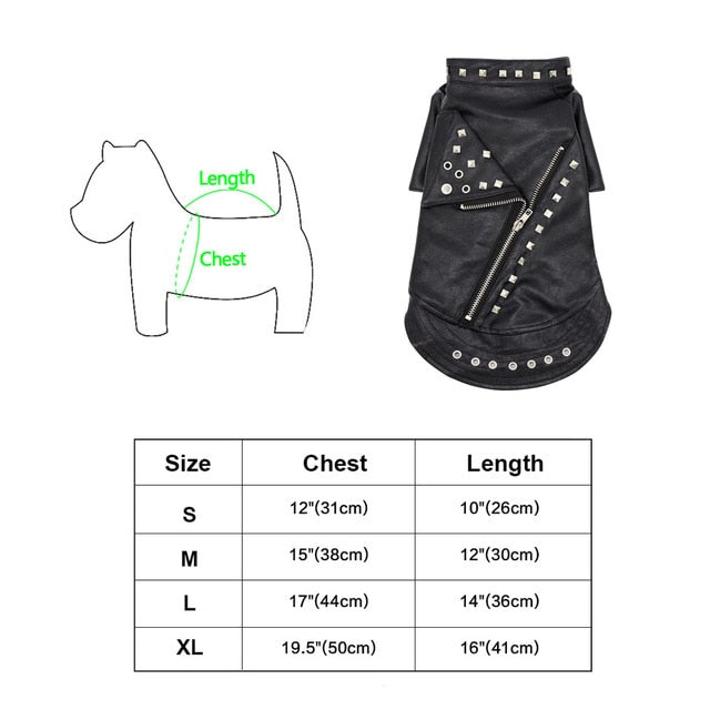 Vegan Leather Dog Jacket with Studs
