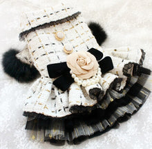 Load image into Gallery viewer, Designer Tweed Dress with Rose + Pearls

