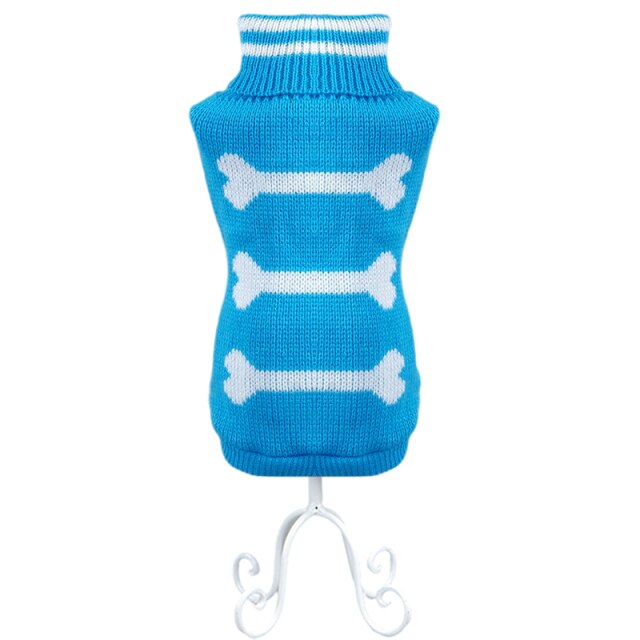 Bone Turtleneck Sweater - Blue