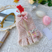 Load image into Gallery viewer, Handmade Pink Tweed Dress with Pearls + Purse
