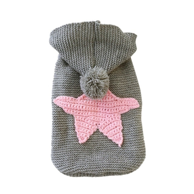 Knit Hoodie Sweater with Star Applique